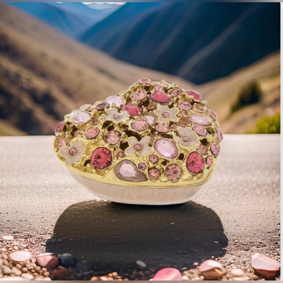 New Pink Floral Rhinestone Jewelry Box - Picture 2 of 10